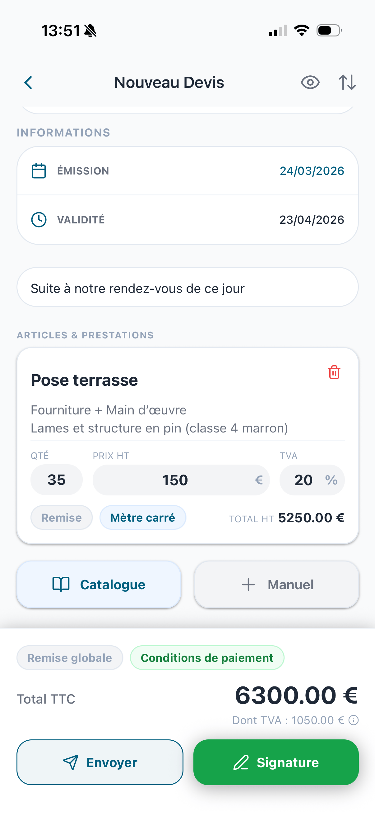 Création de devis en 2 minutes